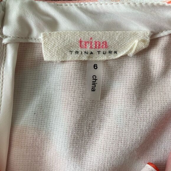 Trina Turk Halter Neck Dress Orange and White Size 6 - Picture 13 of 13